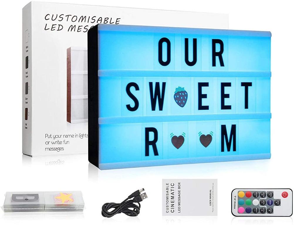 A3 or A4 LED Light Up Message Board Word Colour Display Sign Letter Symbol Box 