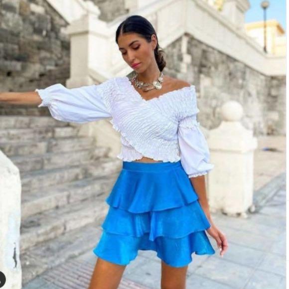 Smocked long sleeve top zara clearance