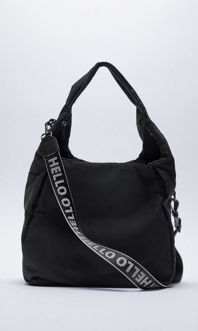 Zara nylon store tote bag
