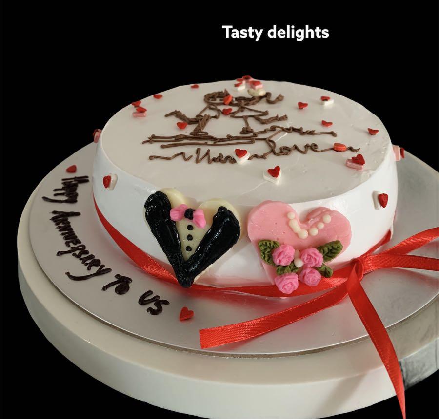 Romantic Couple with Roses Anniversary Cake Delivery in Delhi NCR -  ₹2,349.00 Cake Express