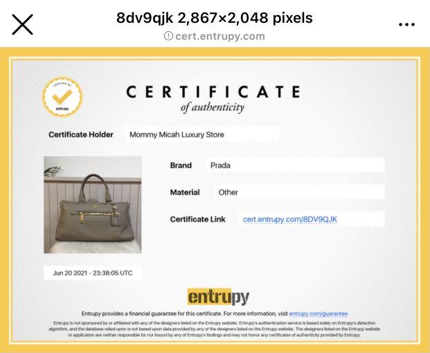 Authentic Prada Bag (Category: Luxury Bags & Wallets) located in Quezon City. Submitted by kimhailey (Listing ID 1075351180, Image 2). Description: Authentic💯 with entrupy certificate Prada Bag - Vitello Daino in Pomice condition: 8/10 with minimal flaws see pic 7 & 8 inclusion of strap, cards & dust bag Rfs: decluttering.