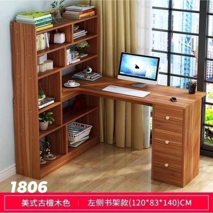 BIG L Shape Computer Table with Bookshelf (Category: Tables & Sets) located in Manila. Submitted by affordshopz (Listing ID 1100270416, Image 2). Description: PS: 1st picture is just a sample model, 2-4rth picture are exact model (NO DRAWERS) SALE SALE SALE Computer Desk with Drawers and additional cabinet for extra space to organize your things. 120cm table and shelves length 43cm table width 83cm Cabinet Shelves width 75cm Table Height 140cm Ca