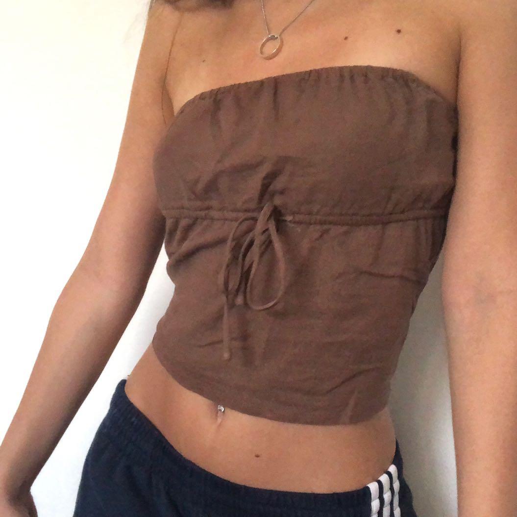 brandy melville kinsley tube top in brown, Women's Fashion, Tops