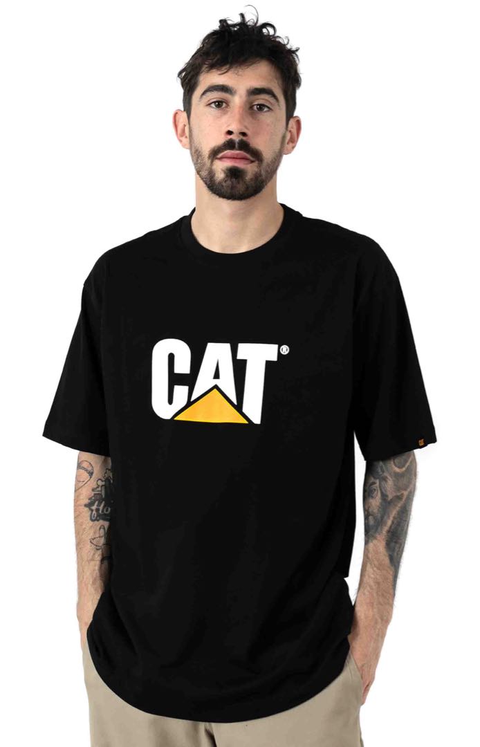 Caterpillar Trademark Logo Tshirt - Black, Men's Fashion, Tops & Sets ...