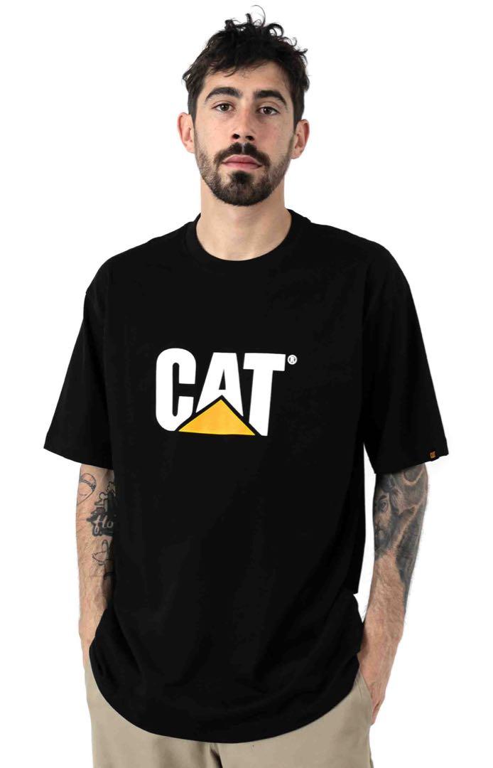 Caterpillar Trademark Logo Tshirt Black, Men's Fashion, Tops & Sets
