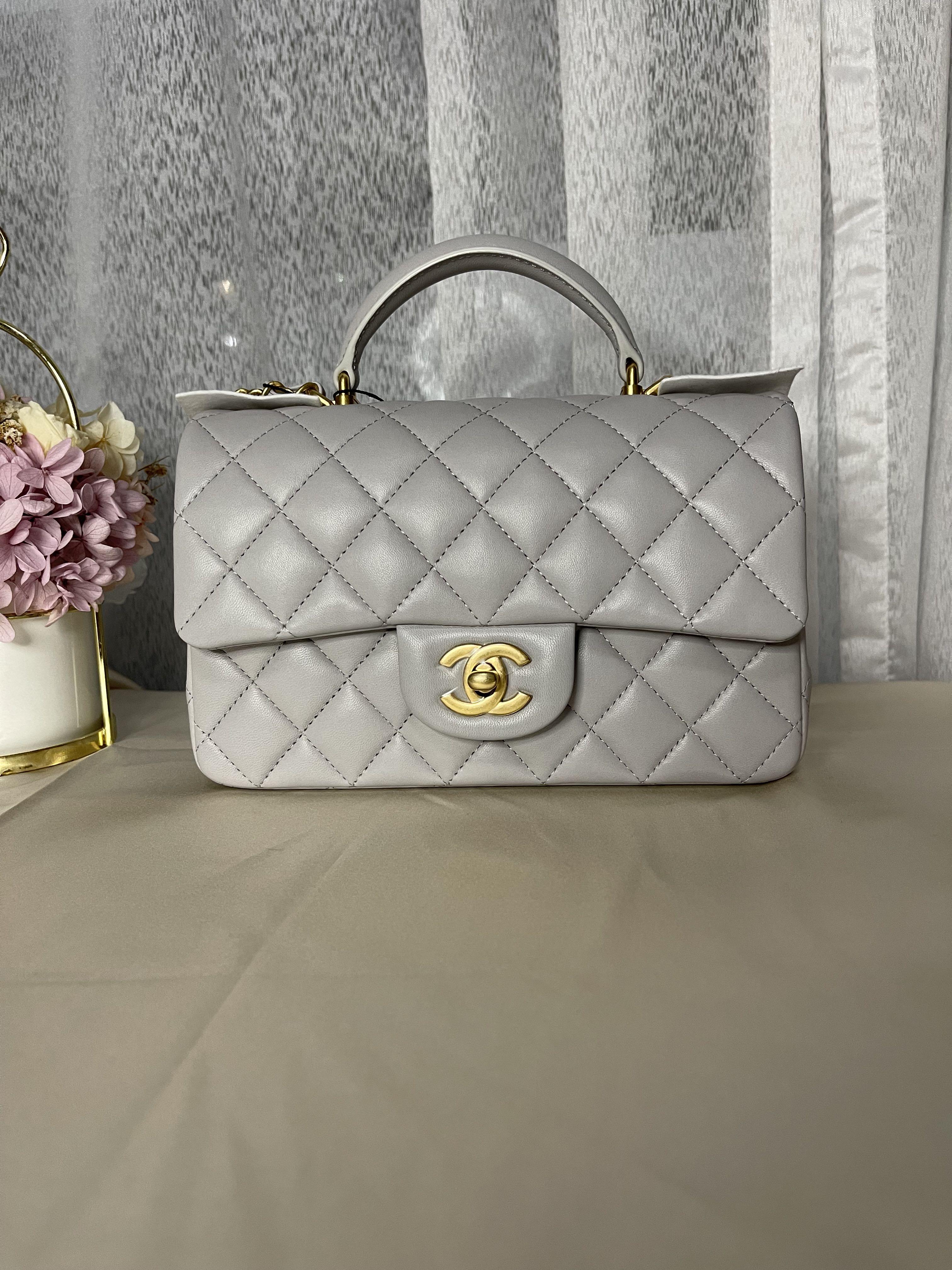 Chanel 21A Mini Rectangular Top Handle Grey, Luxury, Bags
