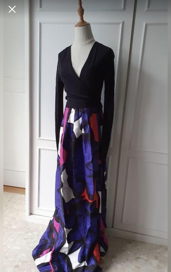 DVF Maxi Wrap Dress, Women's Fashion ...