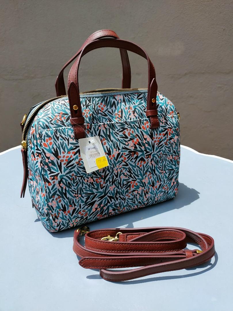 Fossil rachel discount tote blue floral