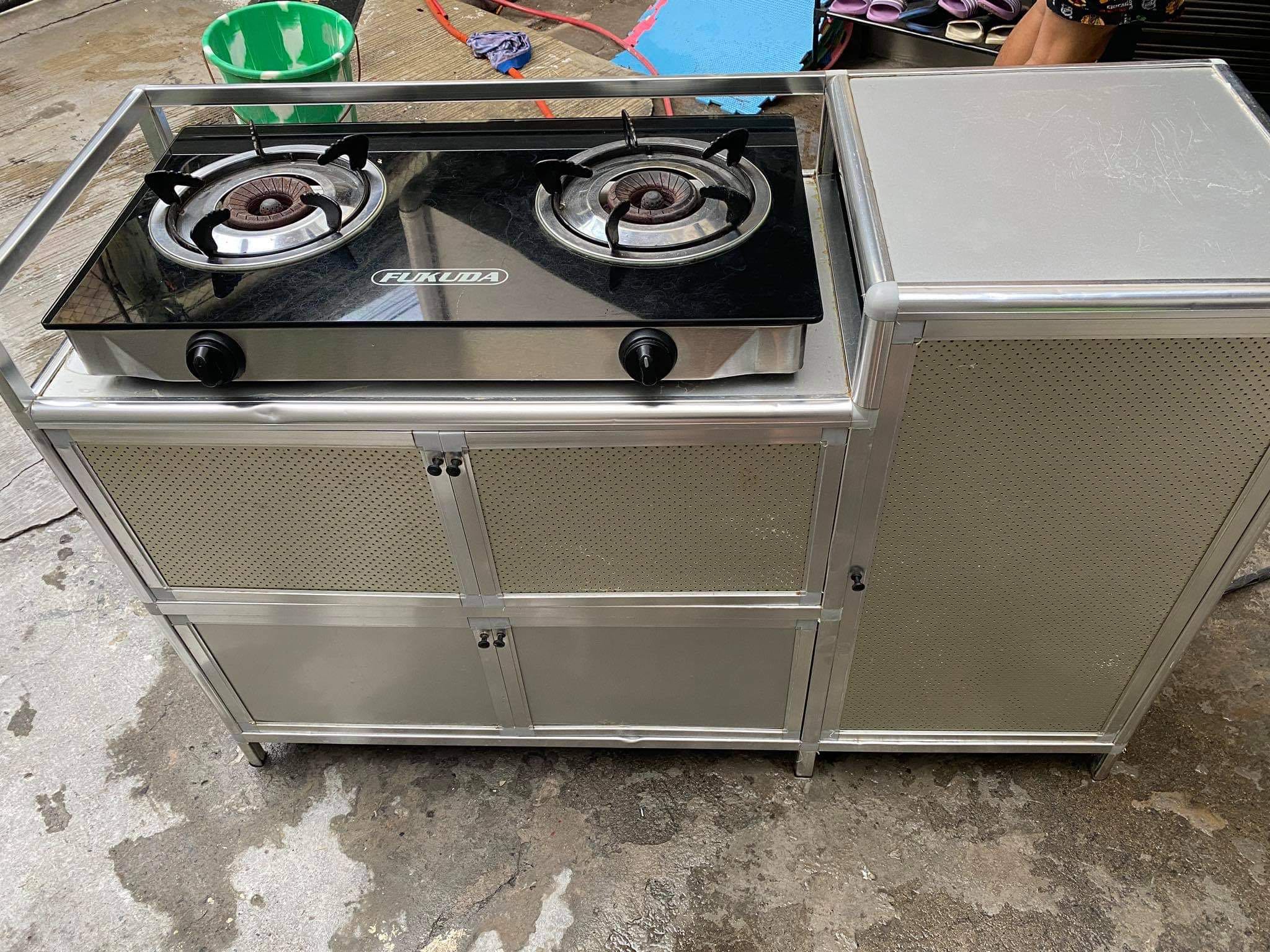 Fukuda 2 burner Temper Glass Gas Stove with Aluminum Stove Stand 5 door