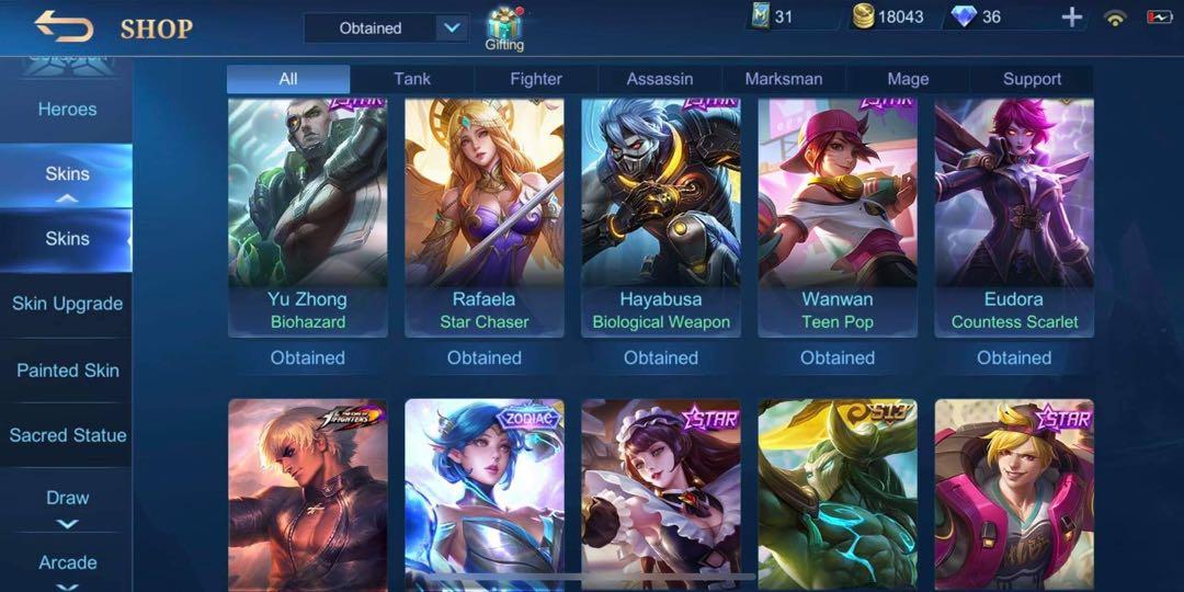 High Points and MMR MPL Pro Player Hide History Mobile Legends Account