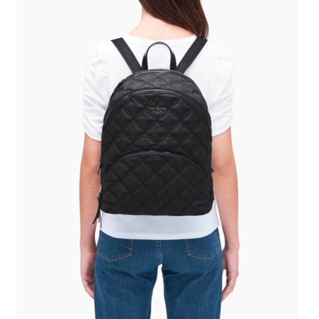 INSTOCK Kate Spade Karissa Nylon Quilted Large Backpack Work Laptop Bag  Black, Women's Fashion, Bags & Wallets, Backpacks on Carousell