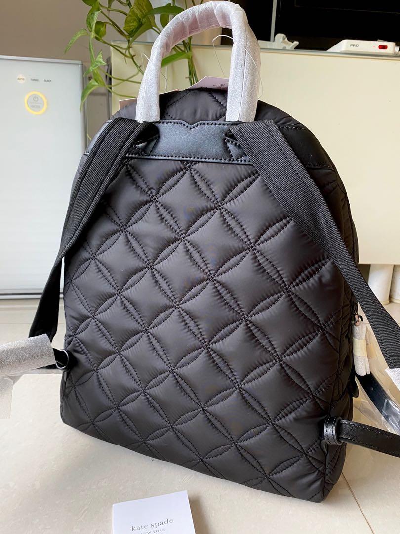 INSTOCK Kate Spade Karissa Nylon Quilted Large Backpack Work Laptop Bag  Black, Women's Fashion, Bags & Wallets, Backpacks on Carousell