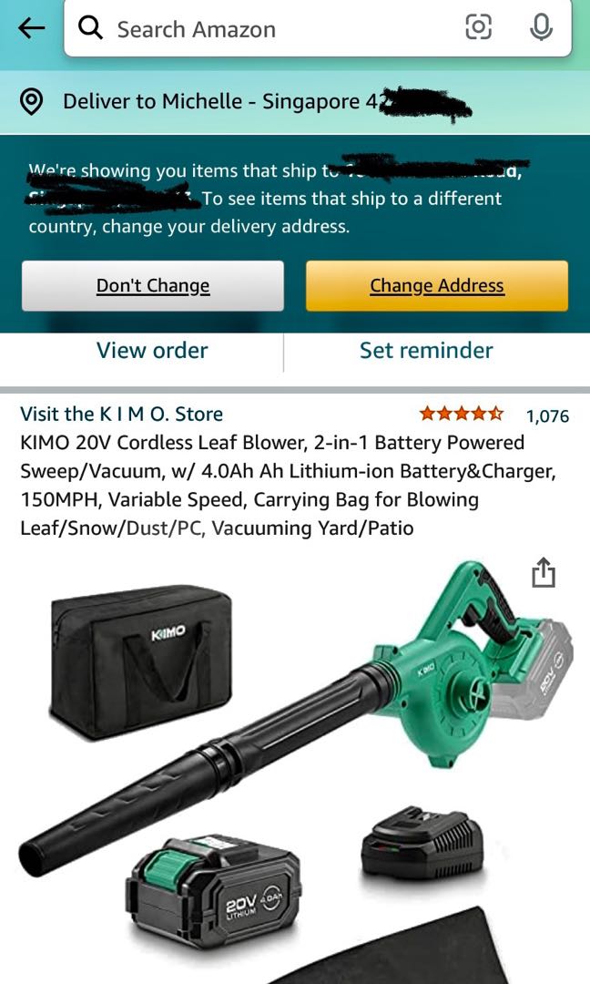 Kimo 20 volt store cordless leaf blower