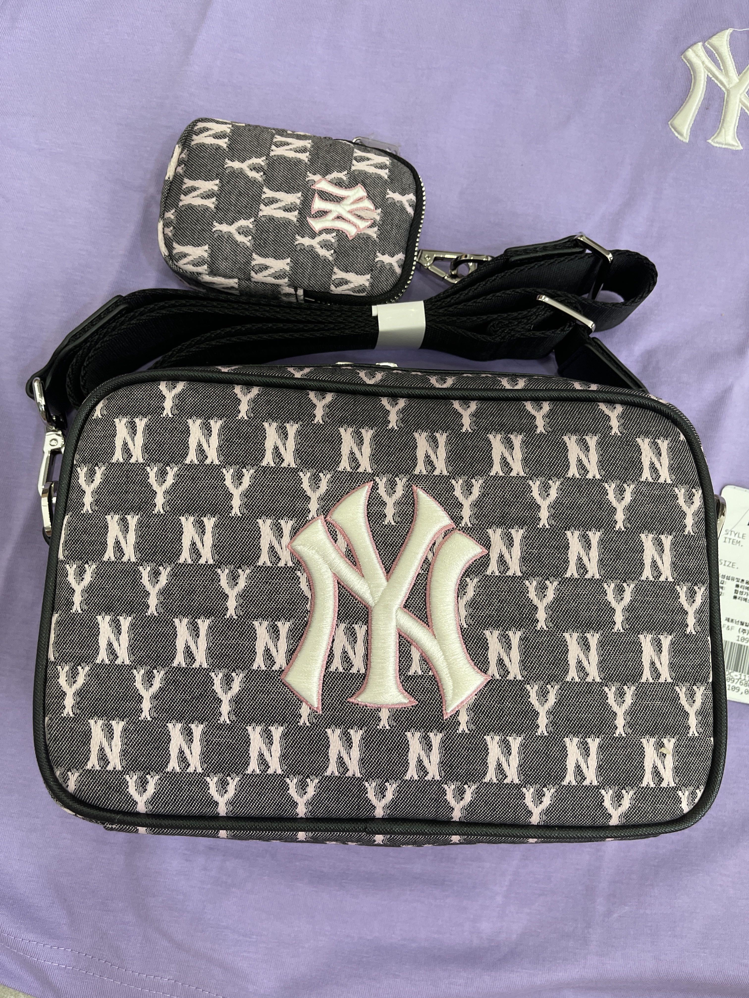  Hàng Chính Hãng Túi MLB Monogram Jacquard Cross Bag NewYork  Yankees Black/Pink 2021 [O]** [32BGDC011 50l]