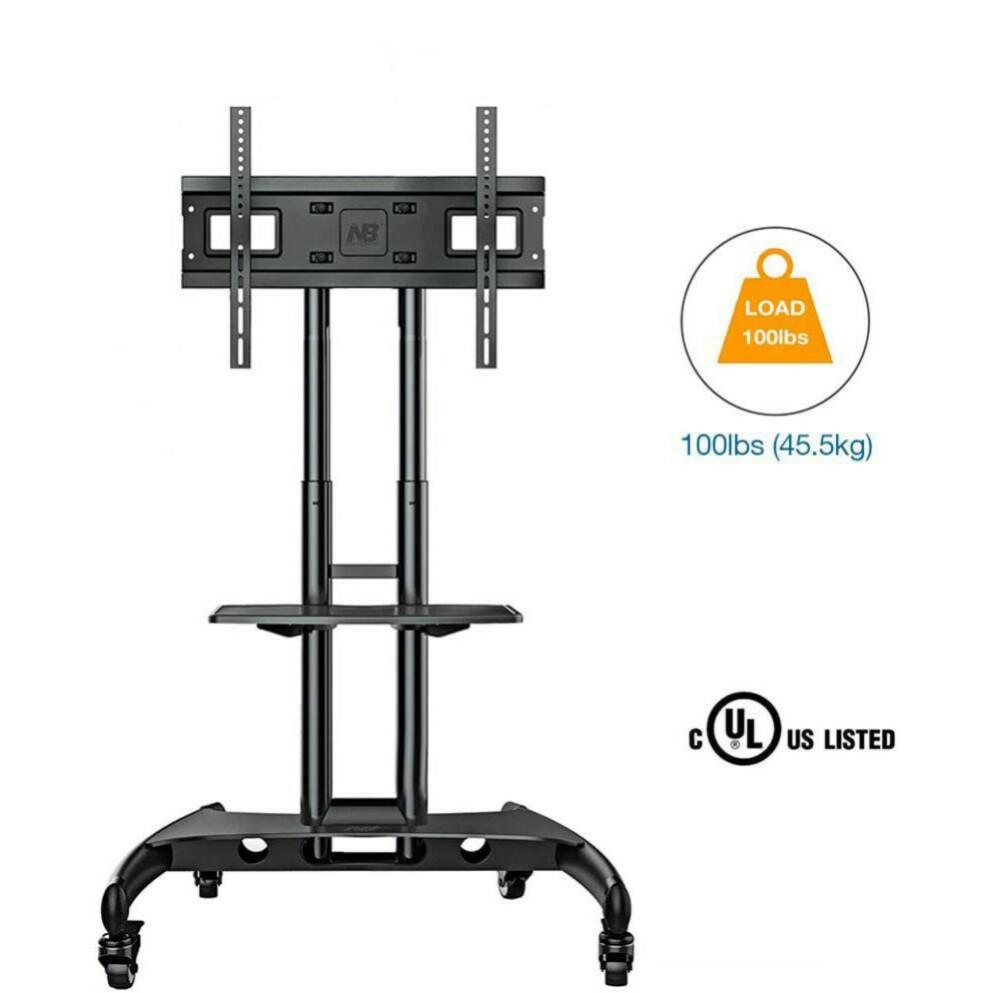 NB North Bayou Mobile TV Trolley Cart TV Stand with Wheels for 32 to 75