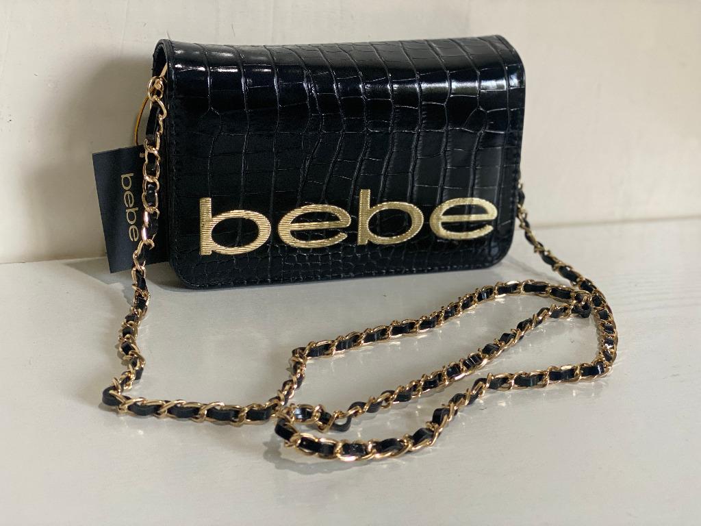 New Bebe Fabiola Stamped Croco Black Crossbody Sling Bag Purse 69 Sale Women S Fashion Bags Wallets Cross Body Bags On Carousell