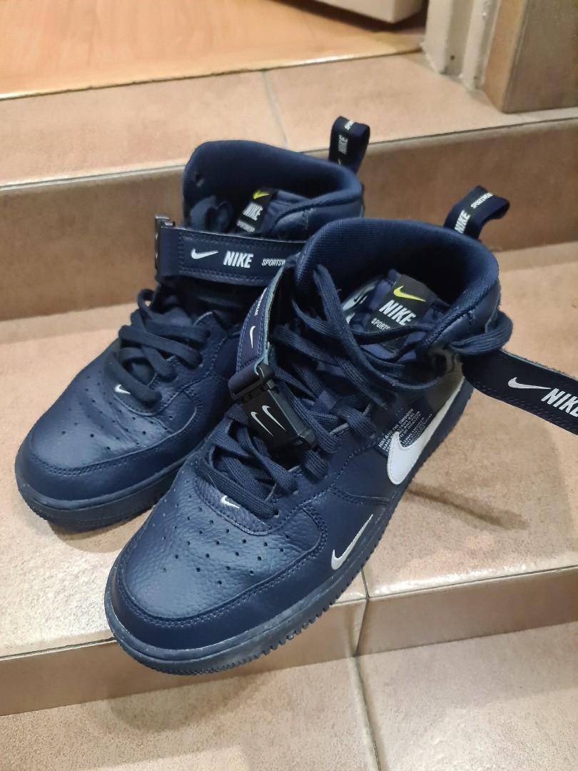 NIKE AIR FORCE 1 MID LV8 (OBSIDIAN), Men's Fashion, on Carousell