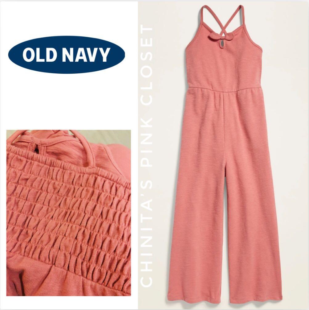 Navy Jersey Smocked-Back Cami Jumpsuit 
