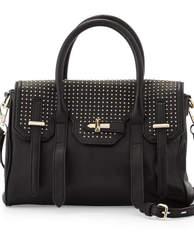 Rebecca Minkoff Jules Studded Satchel Leather Black Bag