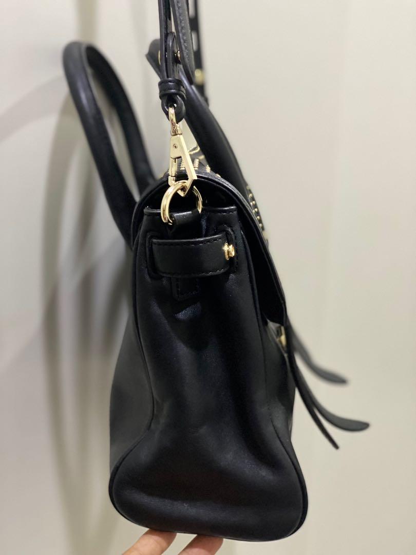 Rebecca Minkoff Jules Studded Satchel Leather Black Bag