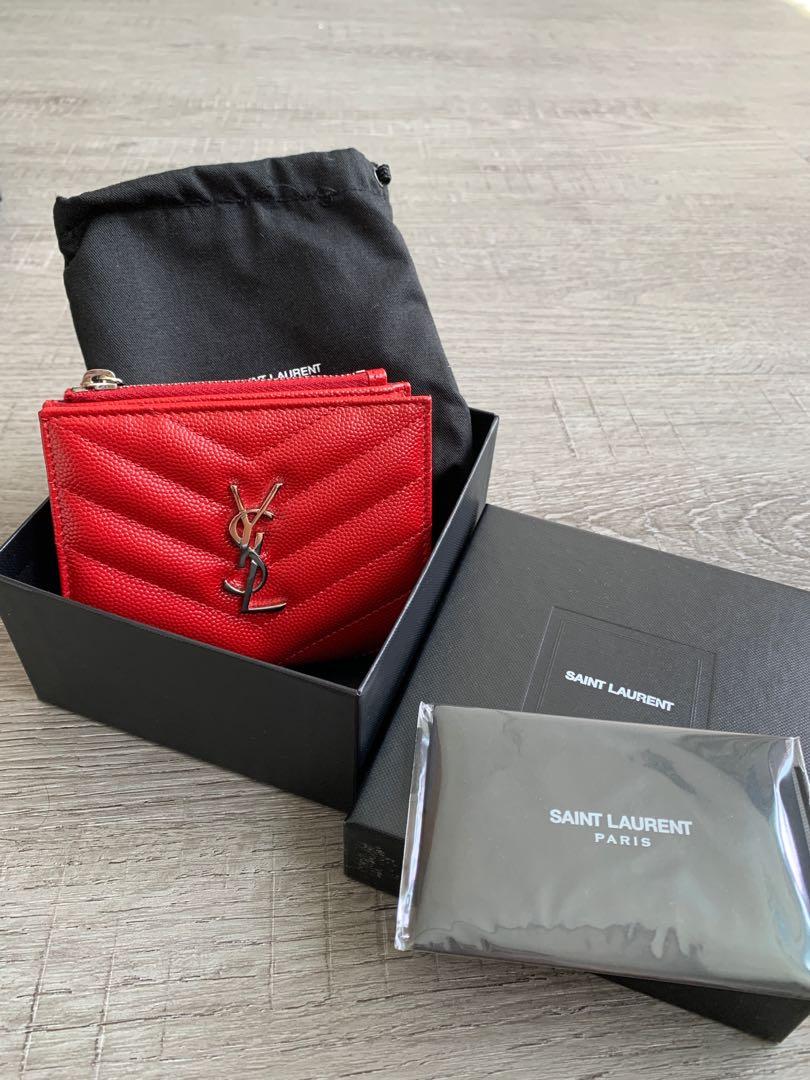 RARE LIMITED EDITION NEW YSL SAINT LAURENT Zip Fragment Leather Card Case