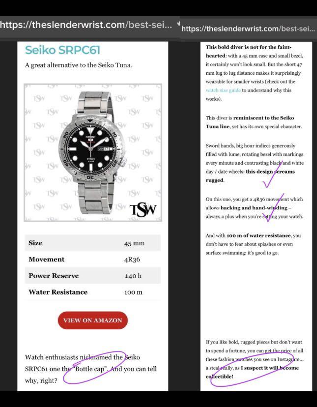 Seiko 5 Bottle Cap Japan SRPC61J diver watch steel bezel SRPC61 SRPC61J1  mechanical automatic, Men's Fashion, Watches \u0026 Accessories, Watches on  Carousell