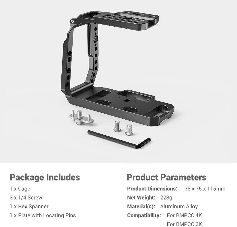 SmallRig BMPCC 4K / 6K Half Cage Compatible with Blackmagic Pocket ...