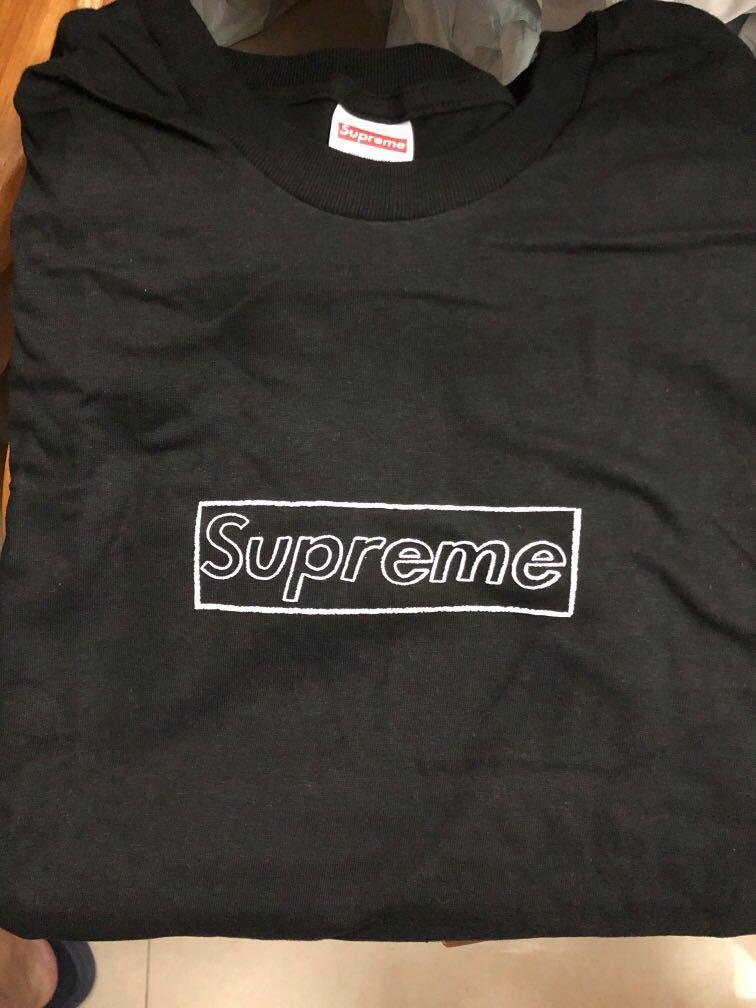 Supreme Kaws Chalk Logo Tee Black Size L 黑色, 女裝, 上衣, T-shirt