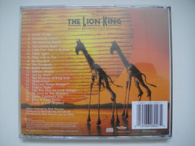 The Lion King (Disney) (Original Broadway Cast Recording) CD (台灣版) (附歌詞