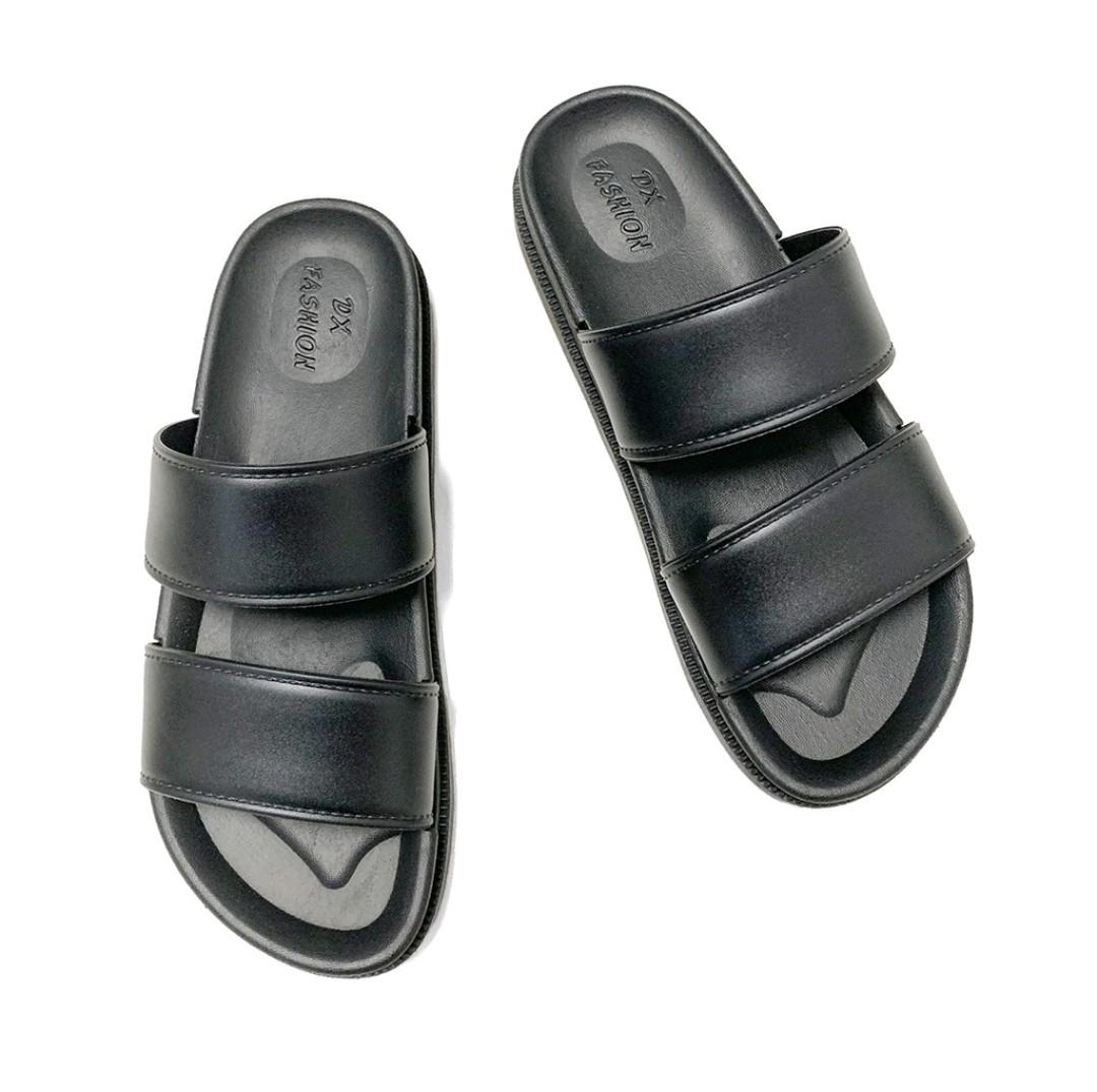 Two Strap Rubber Slippers Sandals Black and White