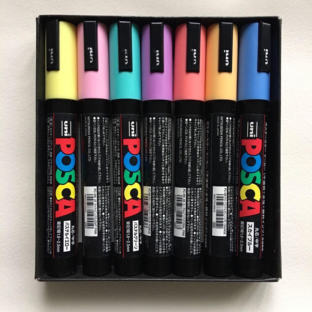 Uni Posca Pastel Markers set PC5M, Hobbies & Toys, Stationary & Craft
