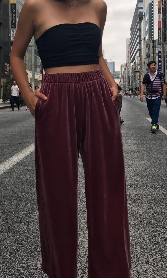 Uniqlo pink velvet pants, Women's 