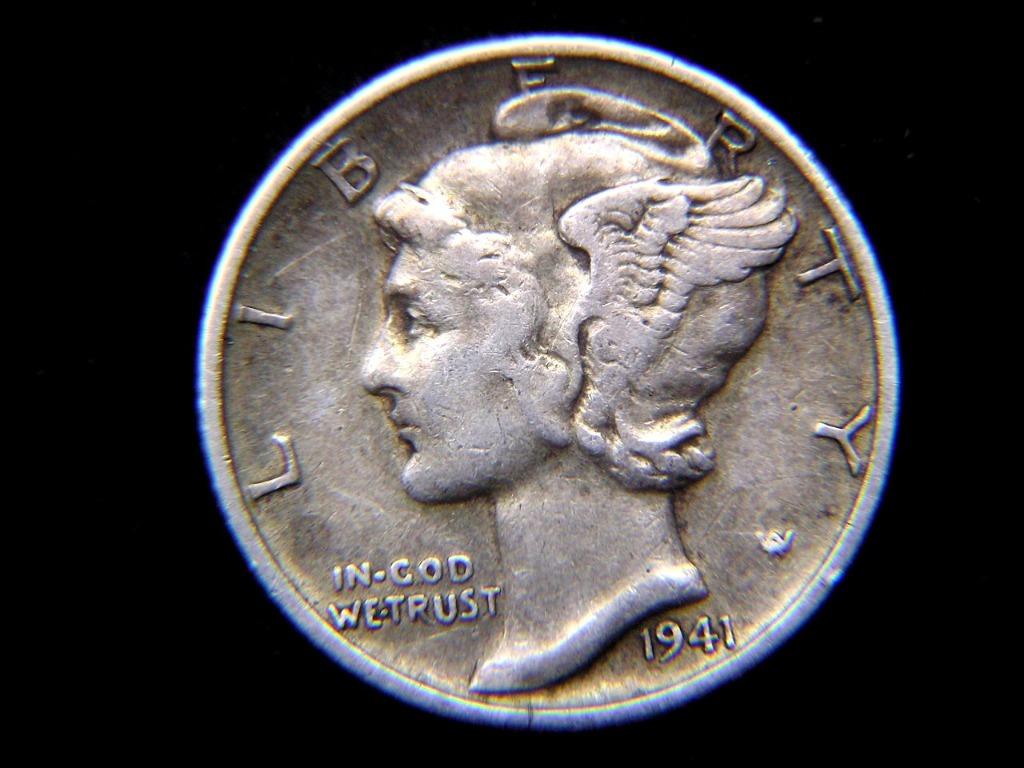 銀幣-United States-1941年美國希臘神話通商之神(Mercury/Hermes)團結箭群徽壹毫(Silver Dime)銀幣(太平洋戰爭時期),  興趣及遊戲, 收藏品及紀念品, 錢幣- Carousell