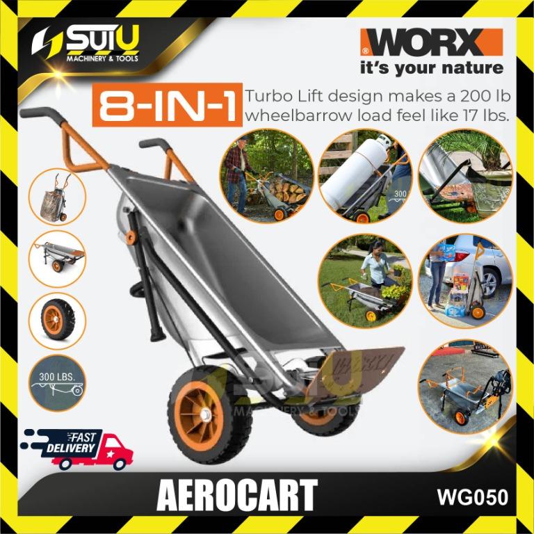 WORX WG050 Aerocart 8-IN-1 Wheelbarrow / Yard Cart / Dolly, Furniture &  Home Living, Gardening, Garden Soil & Fertilisers on Carousell