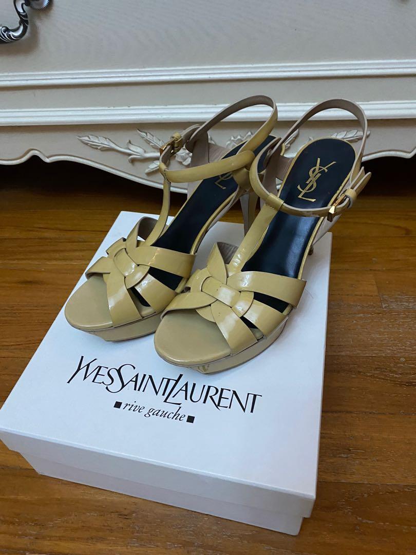 YSL tribute patent beige used size 41 Luxury Sneakers Footwear on Carousell