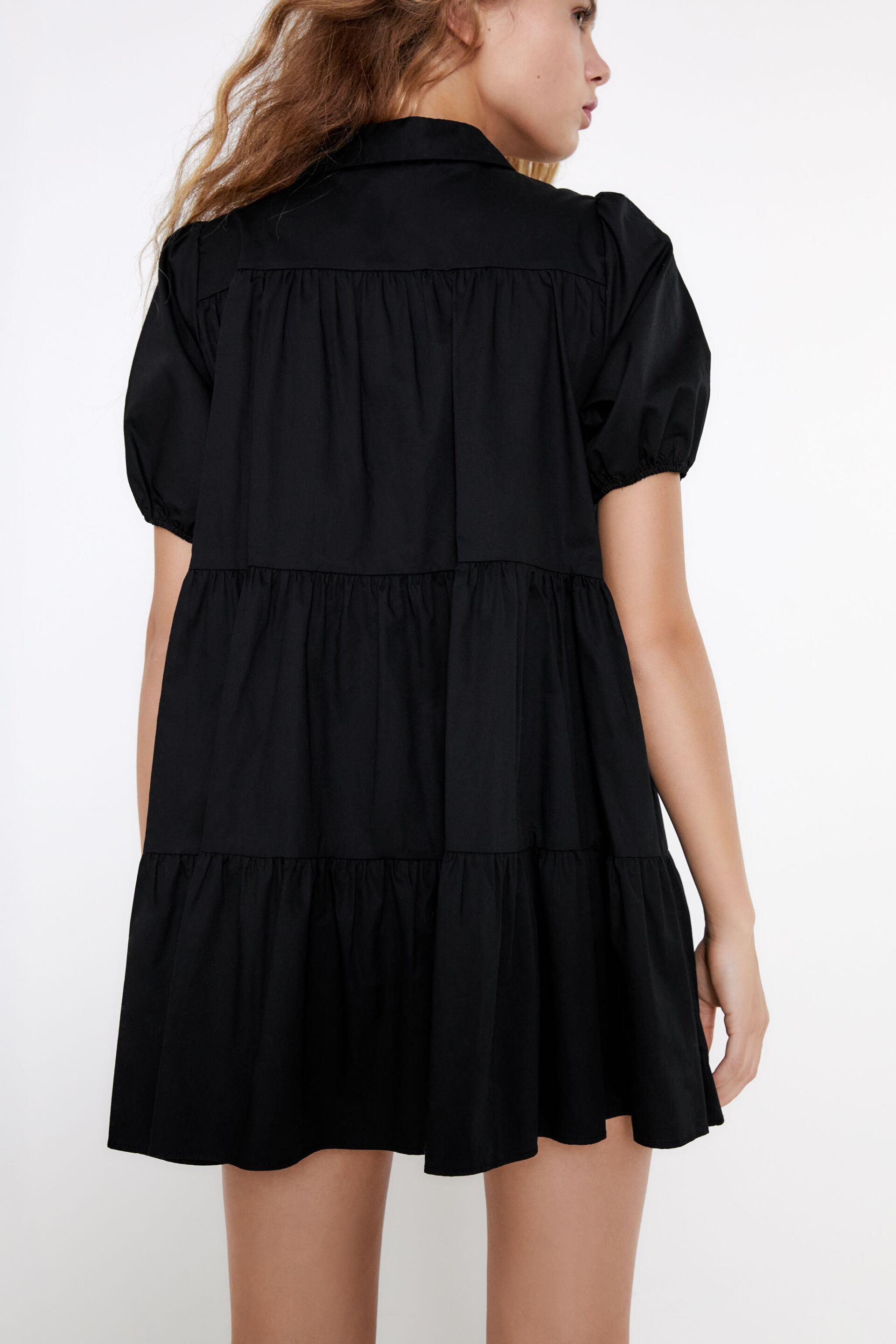 ZARA Baby Doll Flounce Dress (Black), Women's Fashion, Dresses & Sets