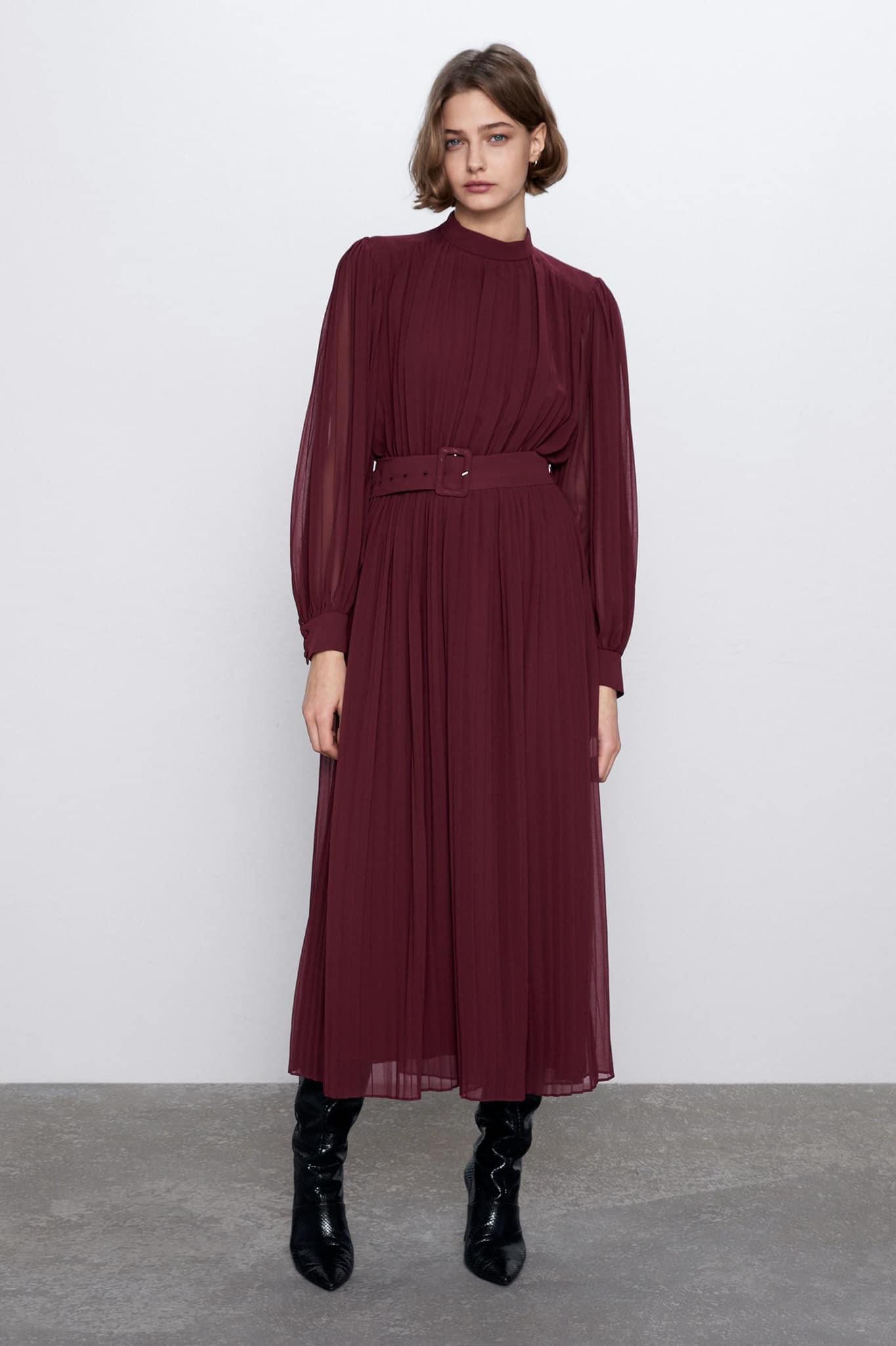 Burgundy 2025 dress zara