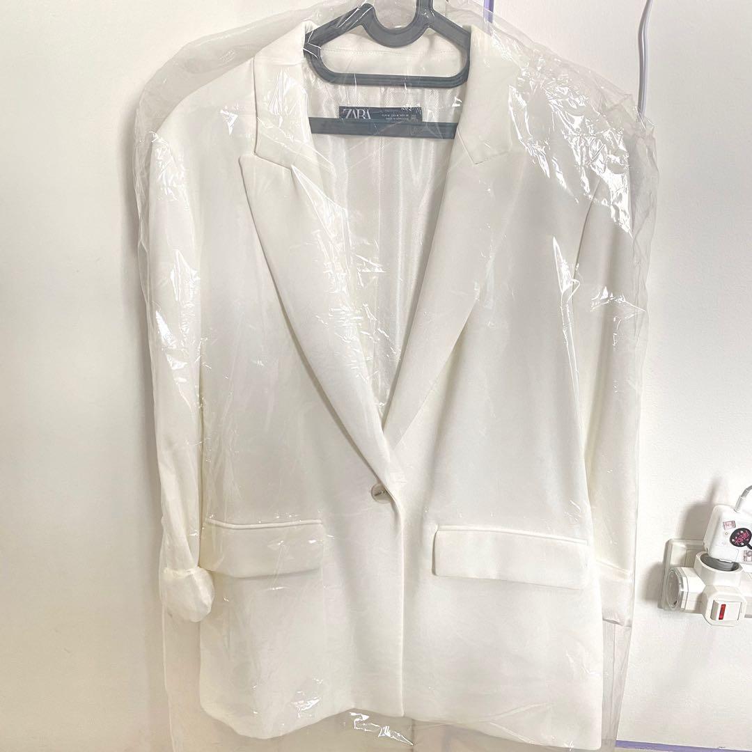 zara basic white blazer