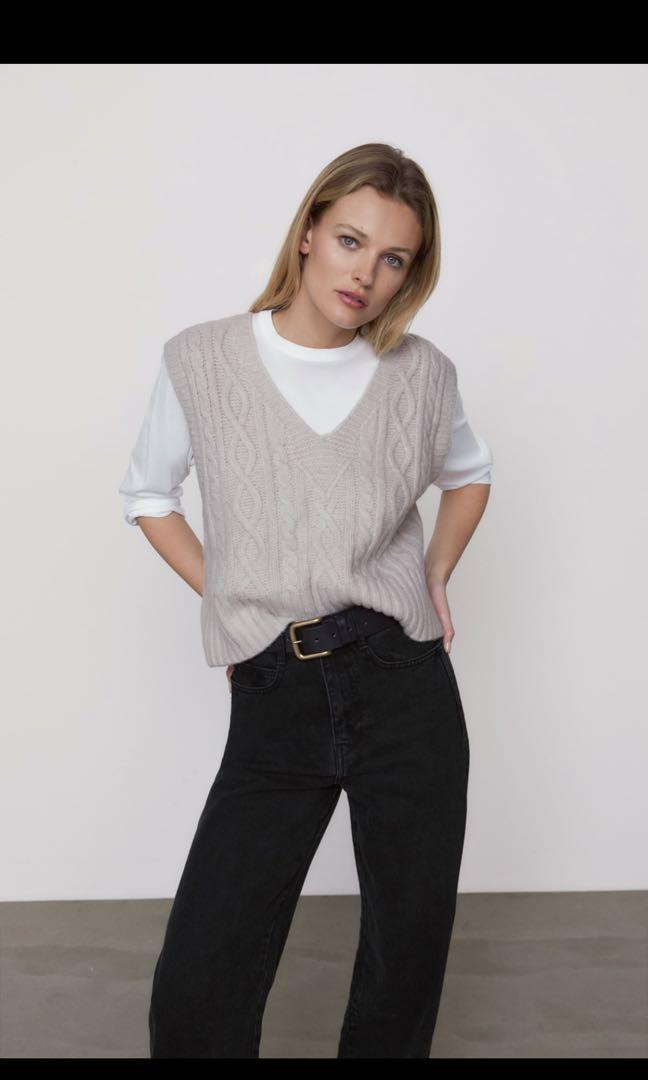 zara cable knit vest