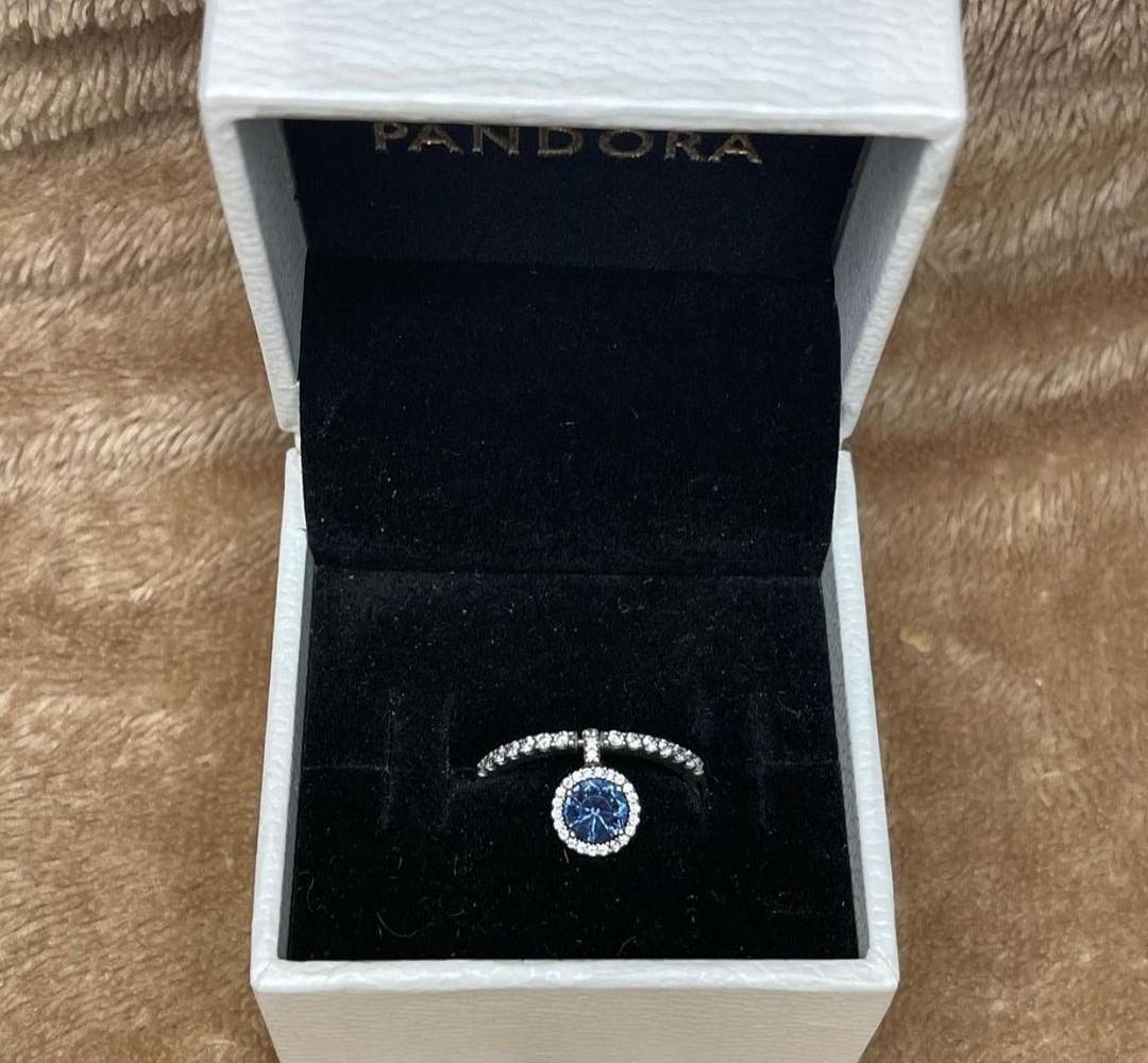 Pandora sale blue round sparkle dangle ring. Authentic sale