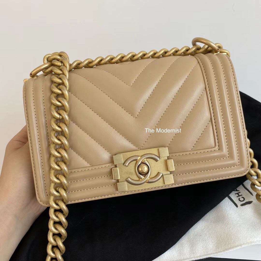 Chanel small cheap boy chevron