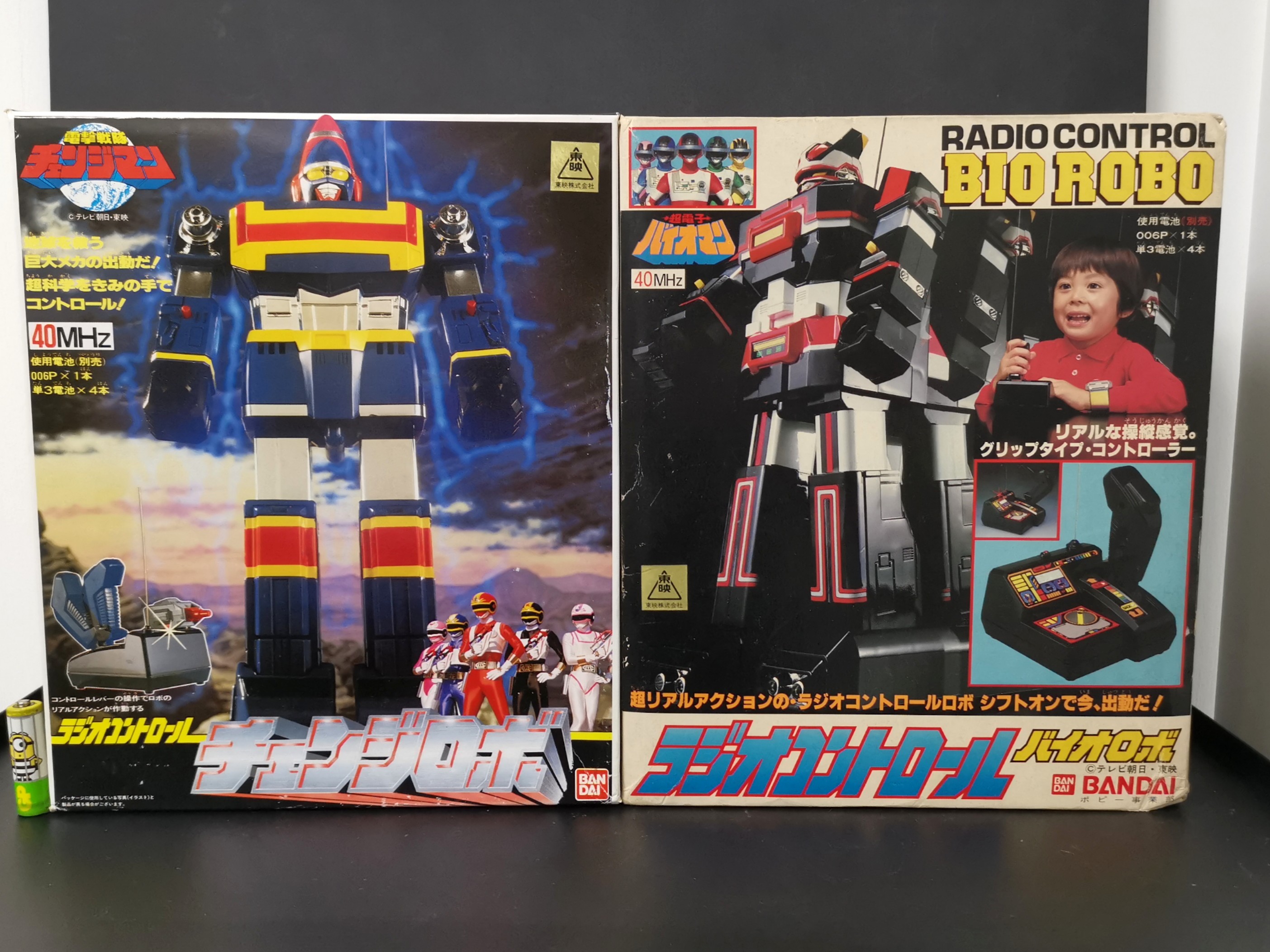BANDAI 超電子戰隊 科學戰隊 懷舊 戰隊機械人 一套兩隻 Made in Japan 日本製造 **遙控功能有問題, 興趣及遊戲, 玩具