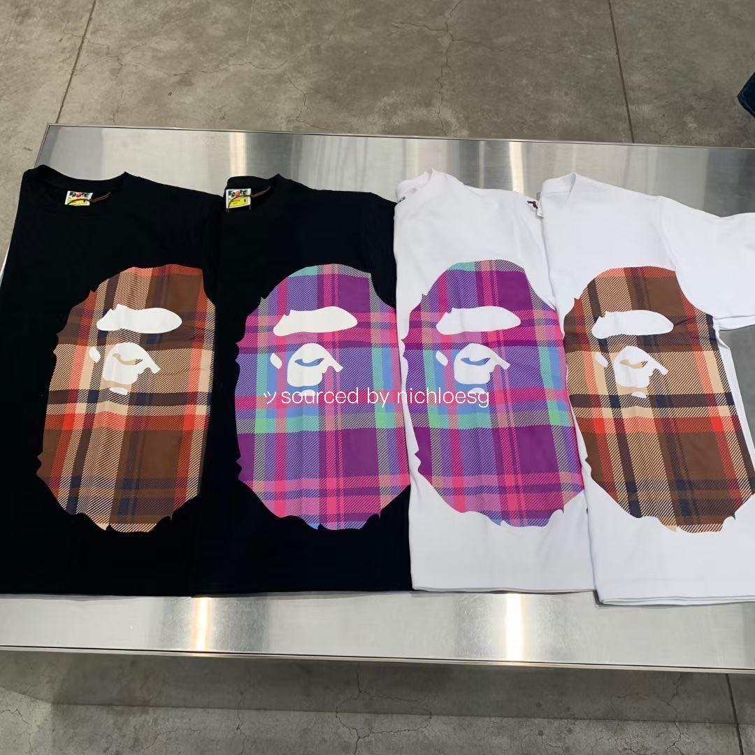 BAPE CHECK SIDE BIG APE HEAD TEE, Men's 