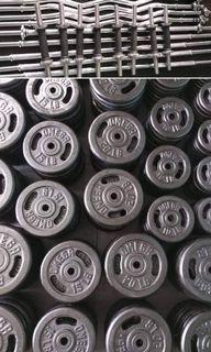Barbell Dumbbell Plates 5 lbs 10 lbs 15 lbs 20 lbs 25 lbs short bars long bars ez curl bars