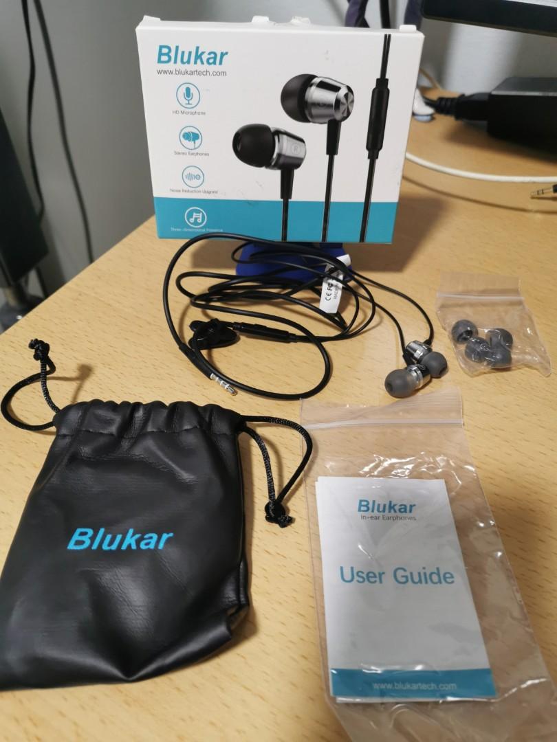 Blukar earphones with HD Microphone & carrying bag