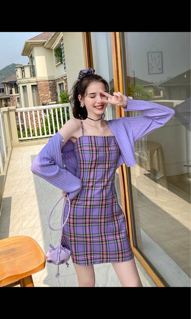 Purple checked deals dress