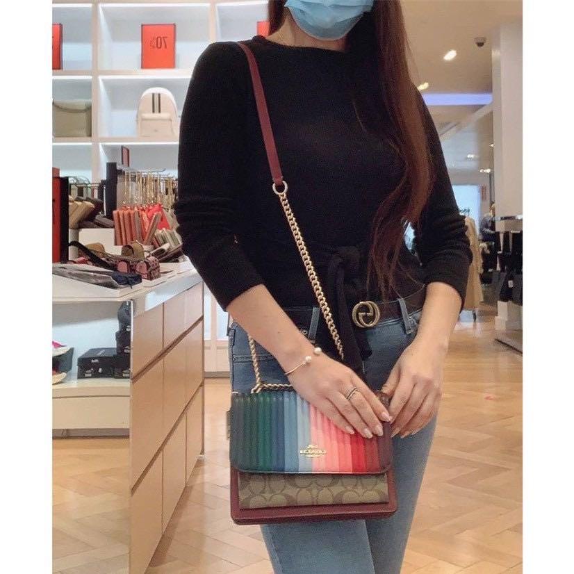 Coach Klare Crossbody w/ Rainbow Linear Quilt, Women's Fashion, Bags