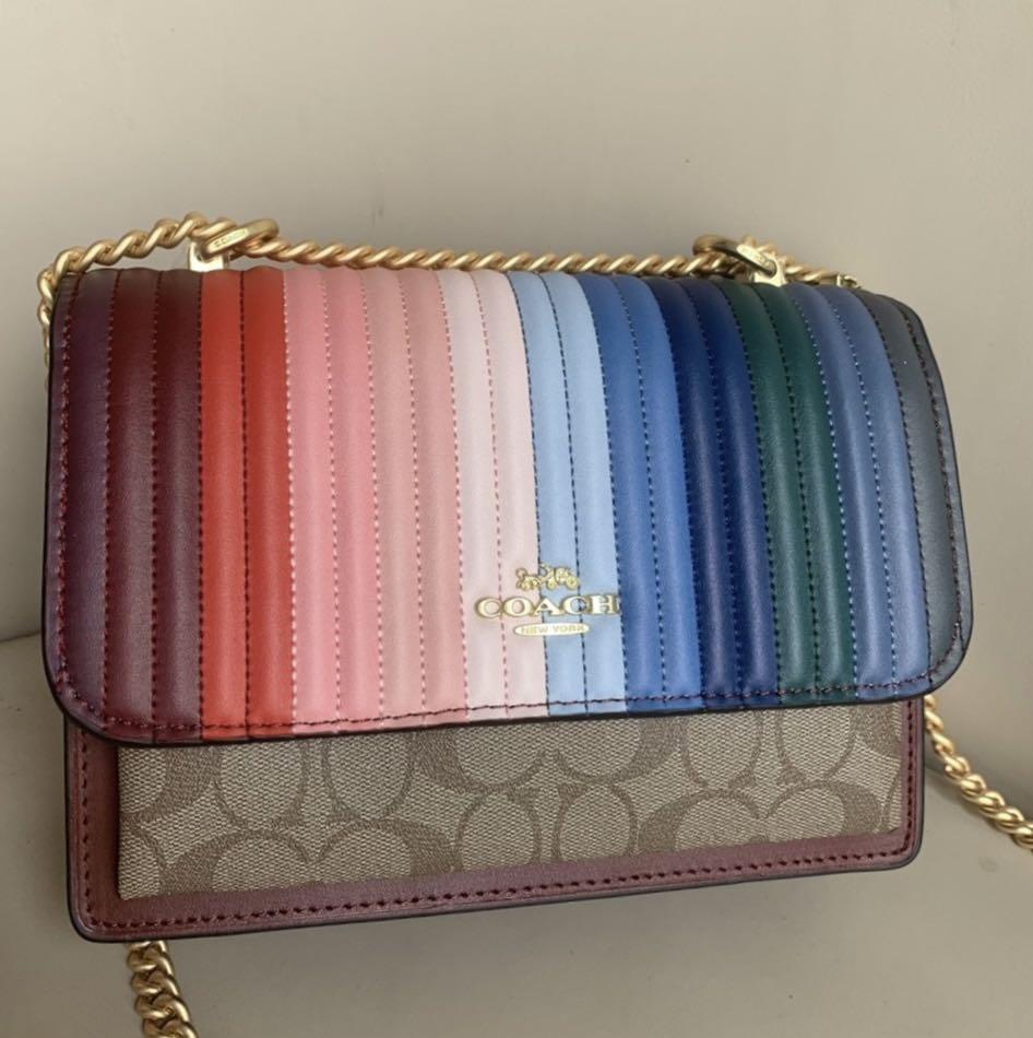 Coach Klare Crossbody w/ Rainbow Linear Quilt, Women's Fashion, Bags