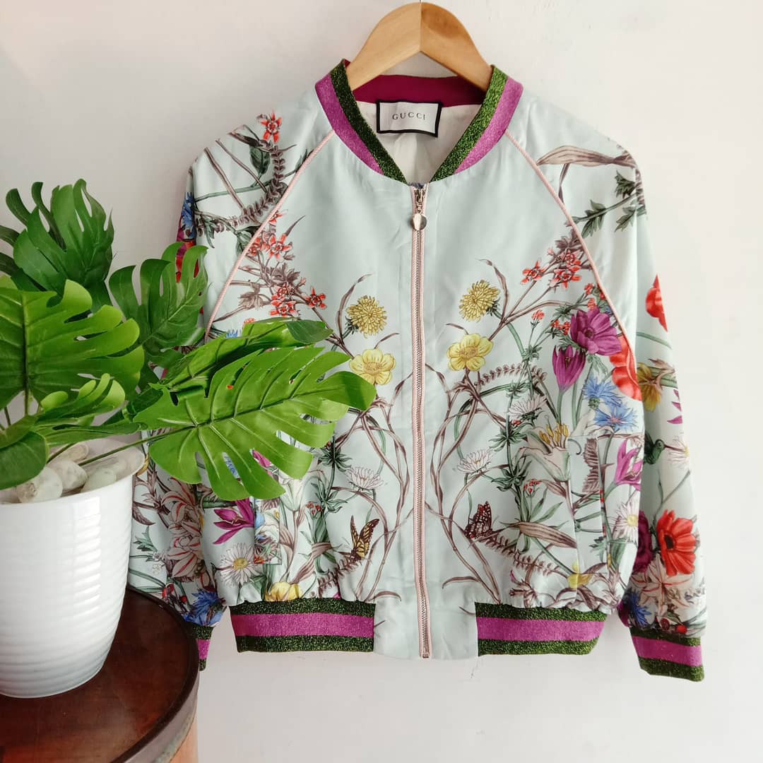 Jaket Floral GUCCI Silk Acid Bloom Bomber