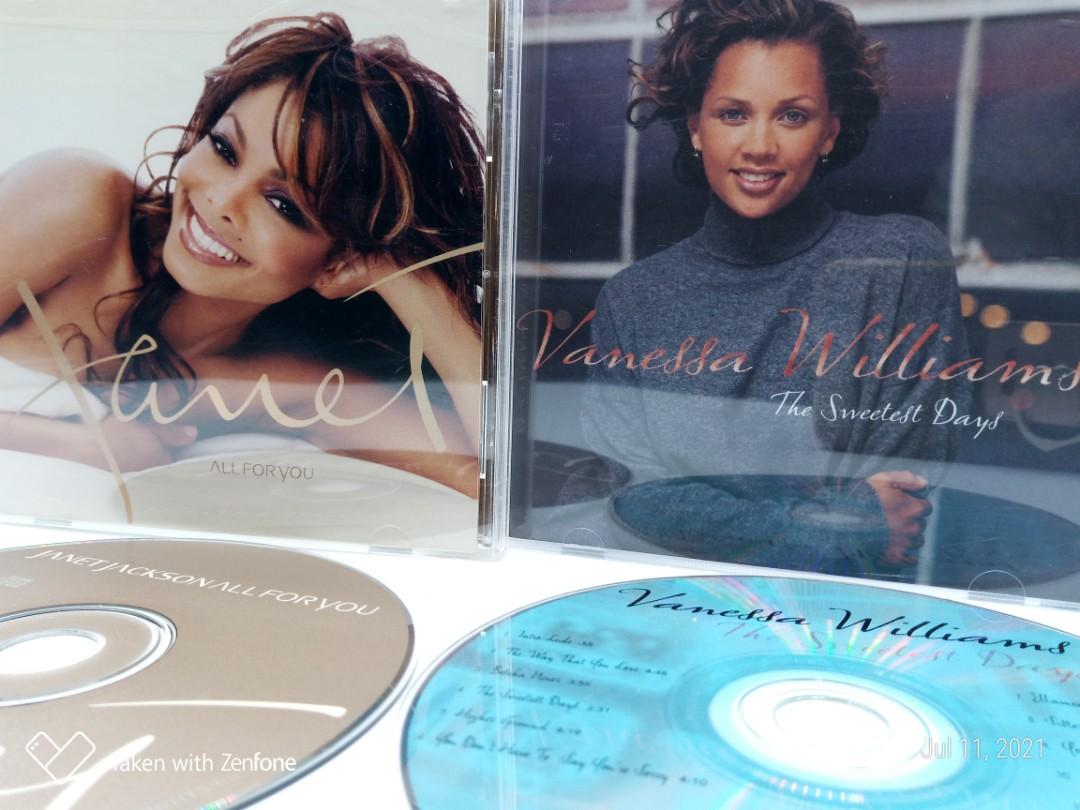 JANET JACKSON/ VANESSA WILLIAMS Used CD ( US Release ) (Category: CDs & DVDs) located in Manila. Submitted by jeannetteyago (Listing ID 1100429097, Image 2). Description: JANET JACKSON/ VANESSA WILLIAMS Used CD ( US Release ) Price : Php 550 each Case : Good Condition Disc : Clean/NM Title : Janet ALL FOR YOU ( 2001 Virgin Records US Release ) Title : Vanessa Williams The Sweetest Days ( 1994 Polygram Records US Release ) Payment thru Gcash Shipp